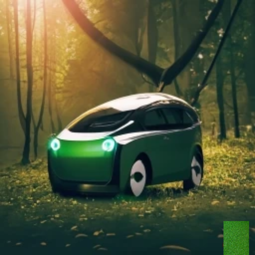 electric car in forest depicting the benefit of a electric car