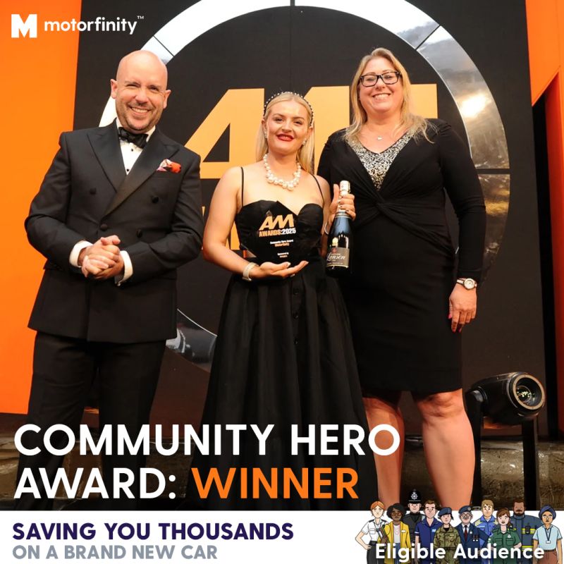 Motorfinity receiving Community Hero Award
